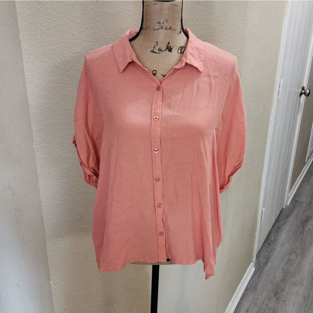 Forever‎ 21 pink button down shirt size 2X